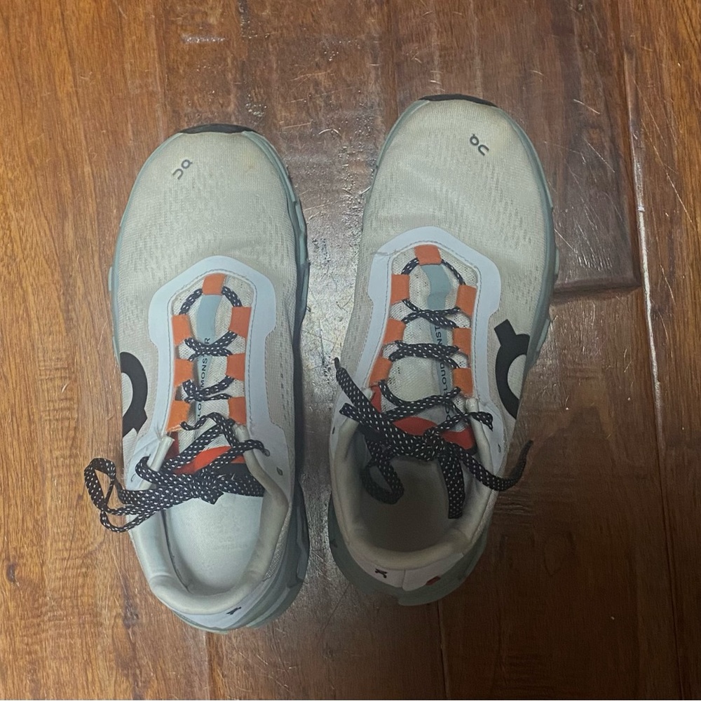 On Running Athletic Shoes - Cream and Orange